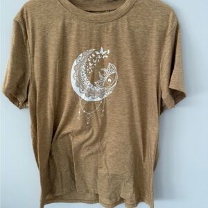 Lucky Brand Tan Graphic Tee with Moon & Fox